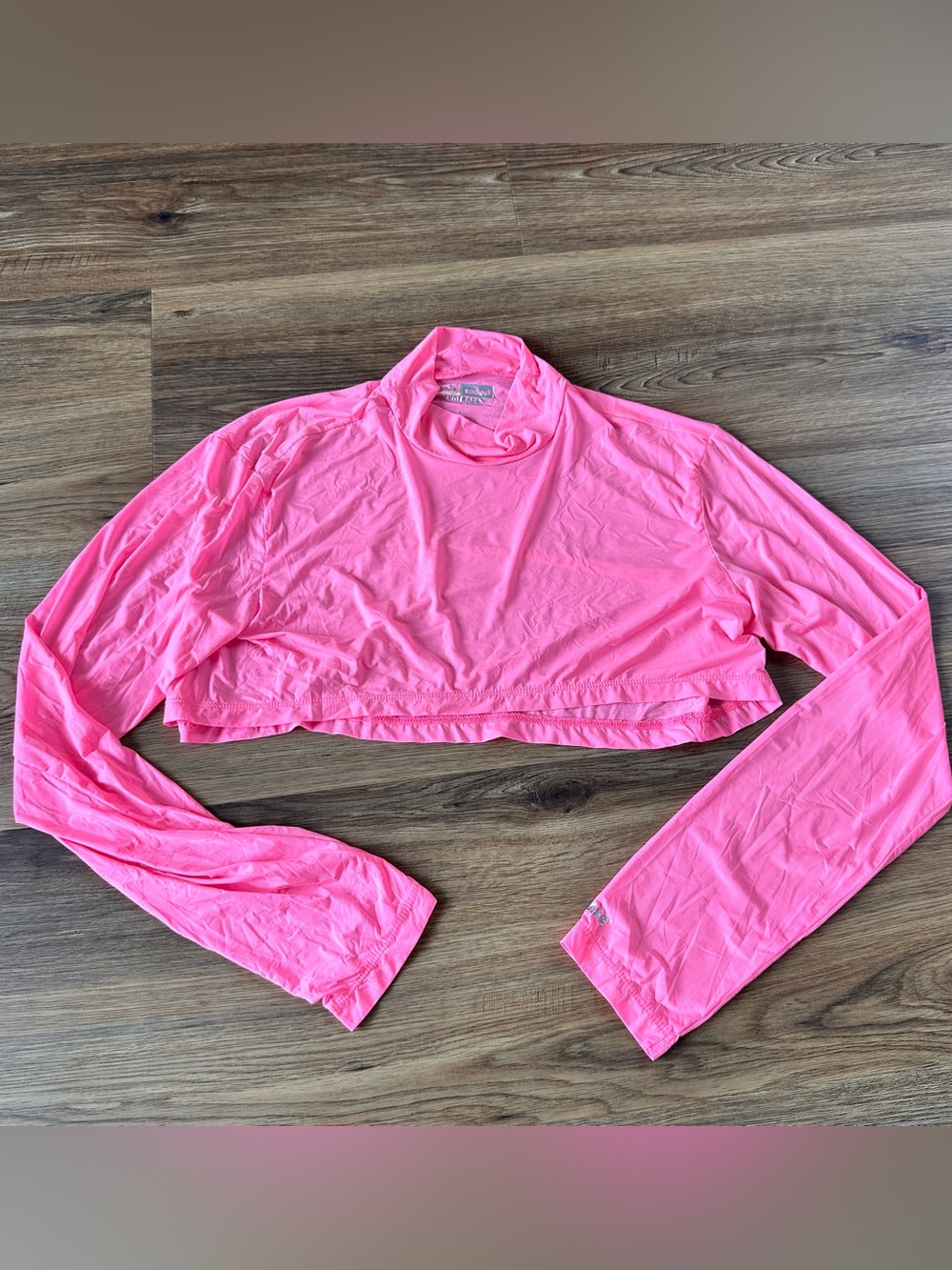 Jamie Sadock Sunsense 35 SPF Lightweight Movk Neck Crop Layering Top Pink Large